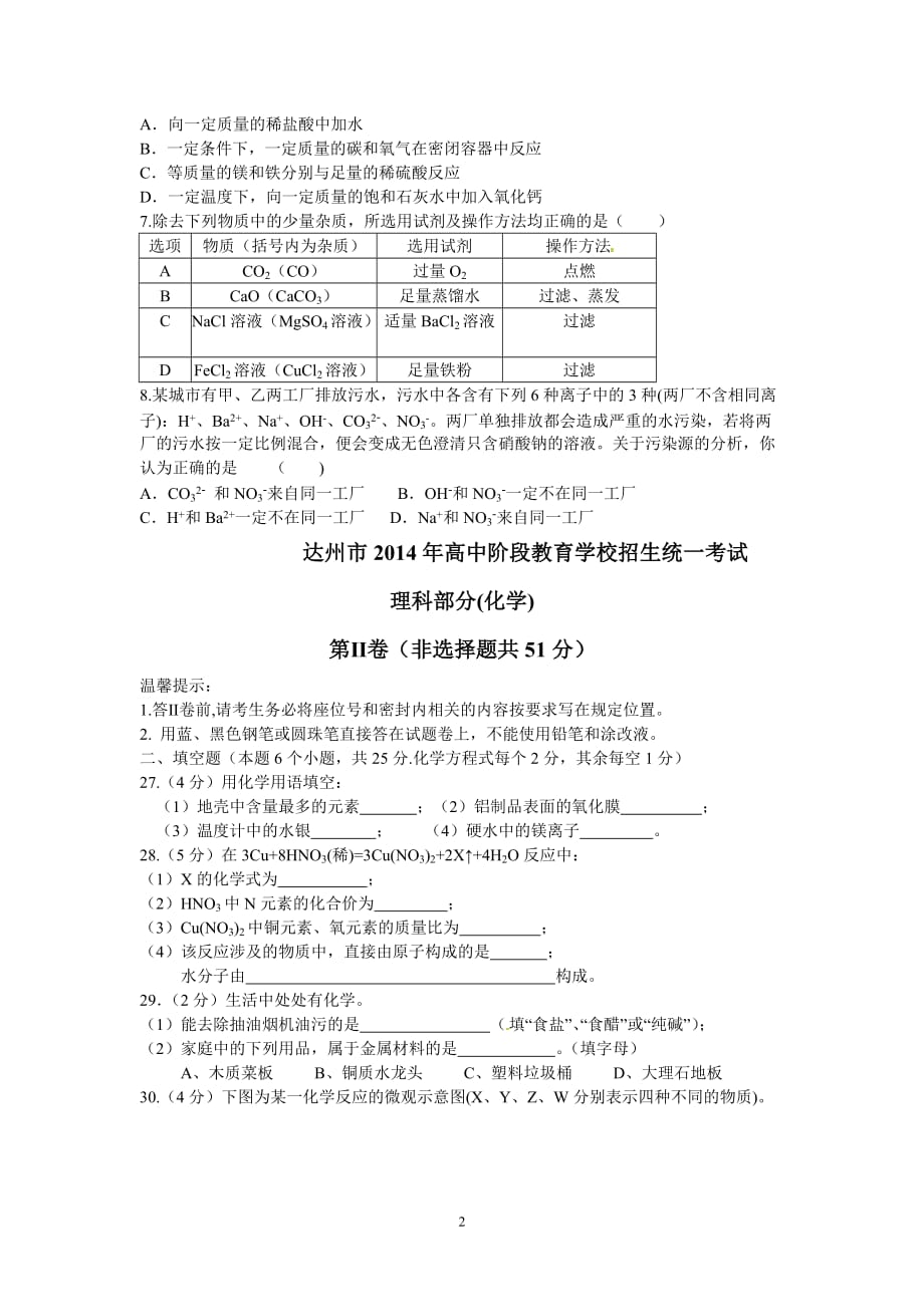 2014年四川省达州市中考化学试题_第2页