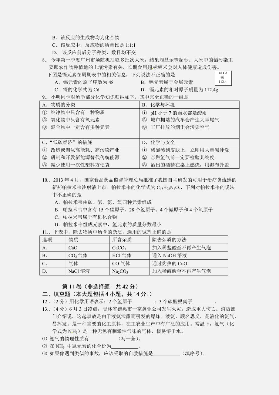 2013年青海省西宁市中考化学试题_第2页