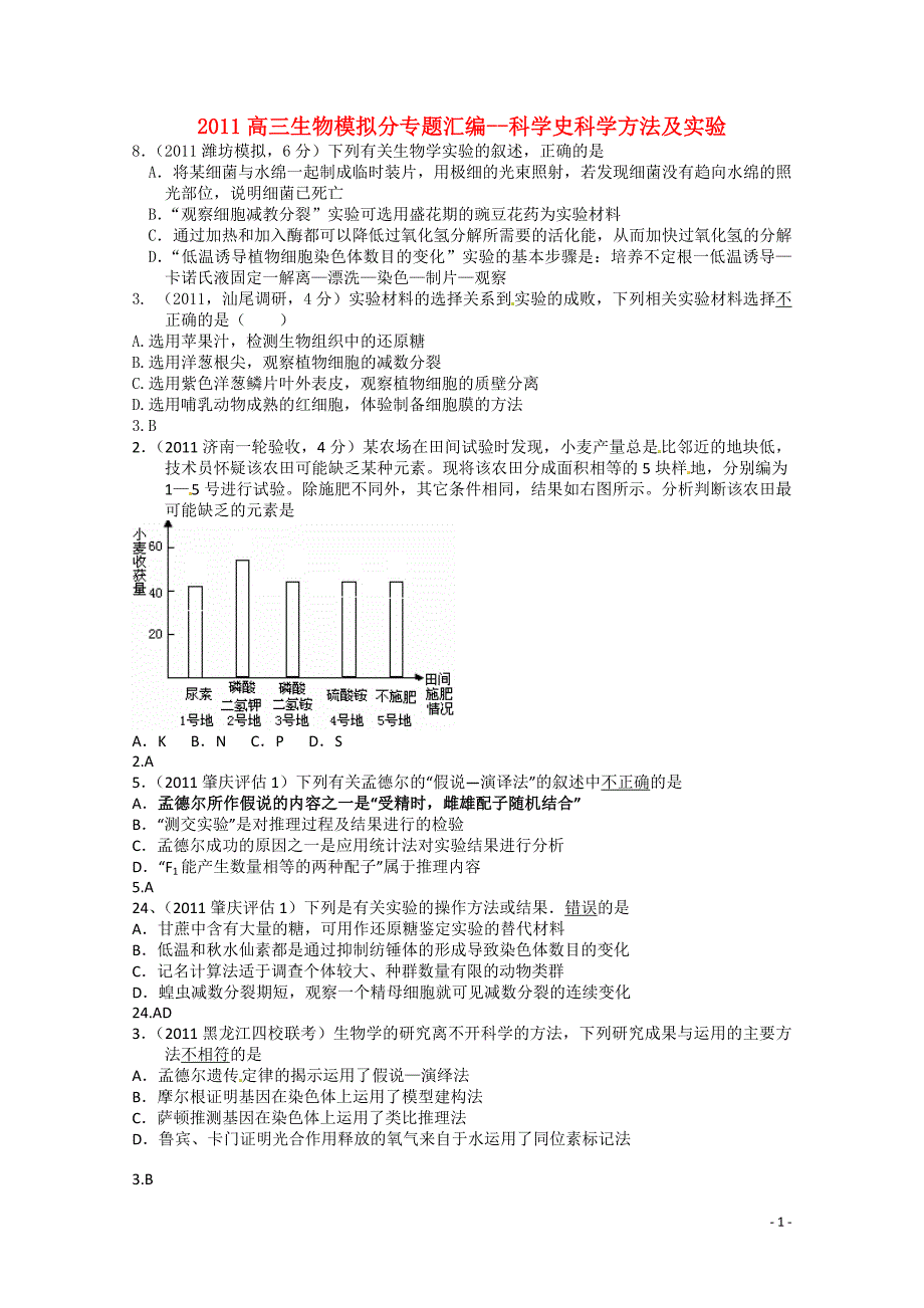 高三生物科学史科学方法及实验模拟分汇编.doc_第1页