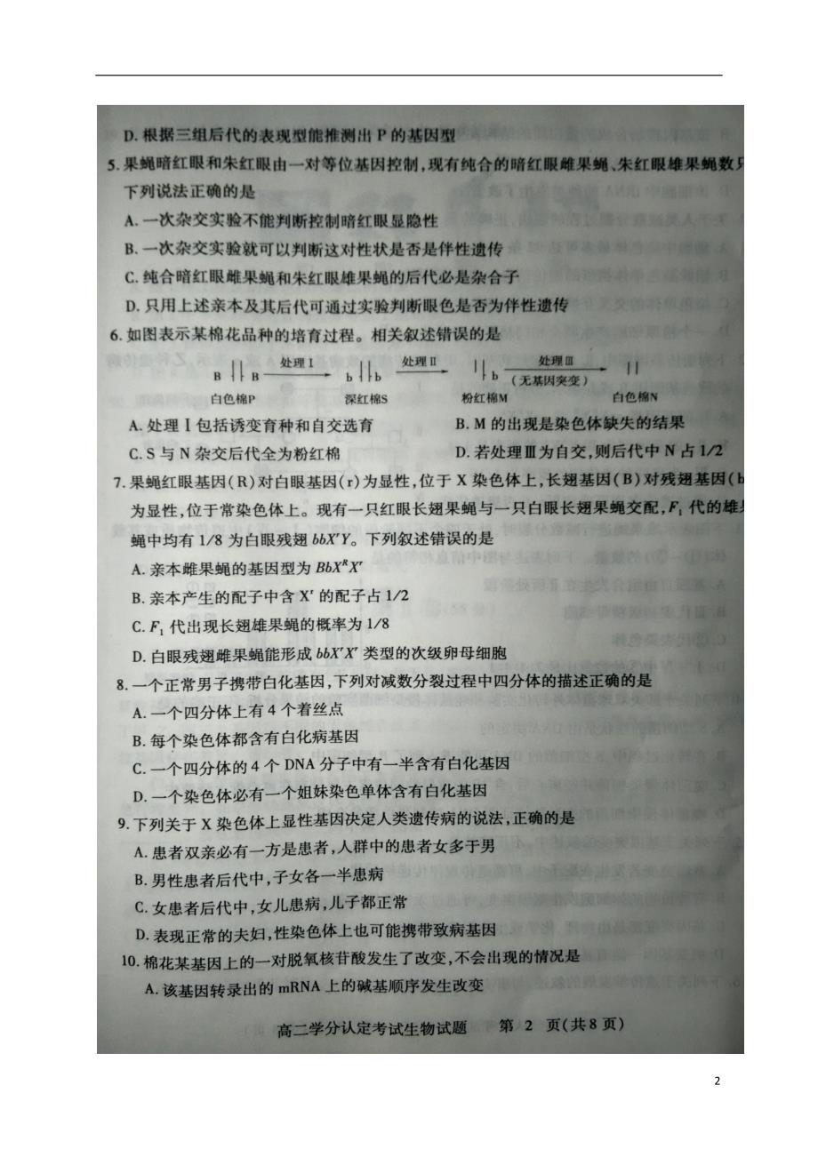 山东临沂高二生物期末学分认定考试.doc_第2页