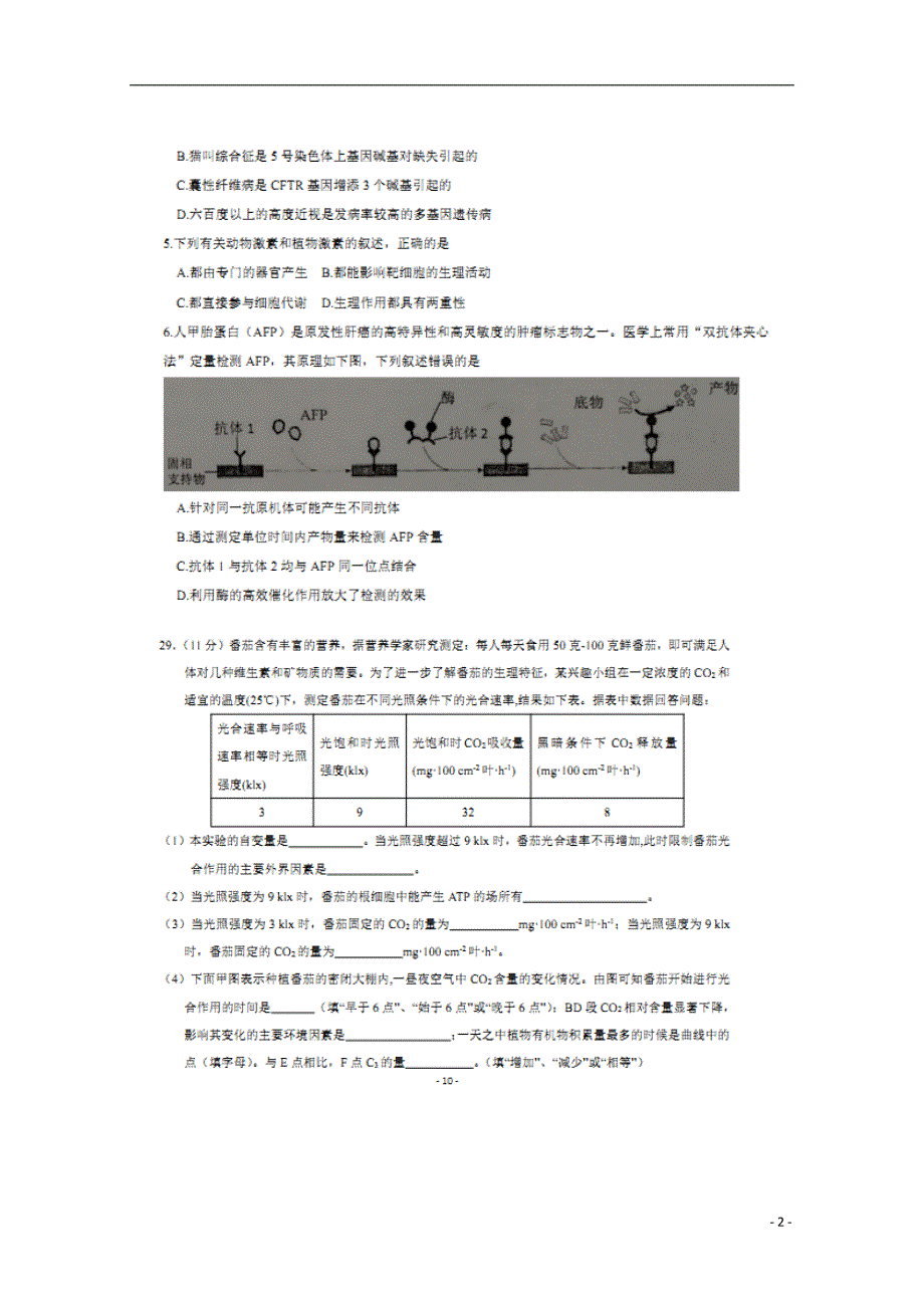 福建闽侯第四中学高三生物开学考试.doc_第2页