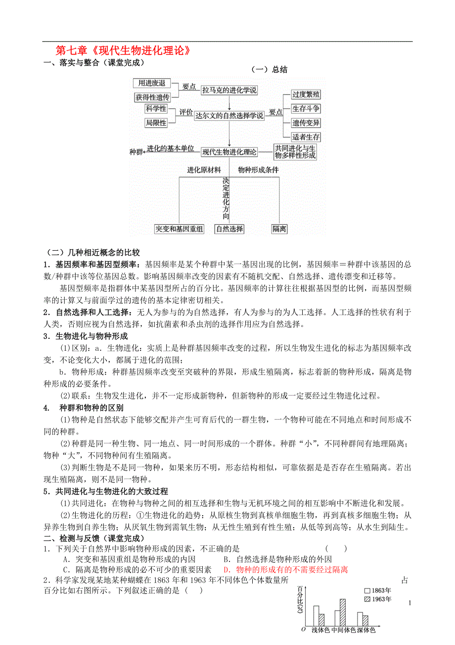 河南郑州第五中学高考生物一轮复习第七章现代生物进化理论单元综合测试必修2.doc_第1页