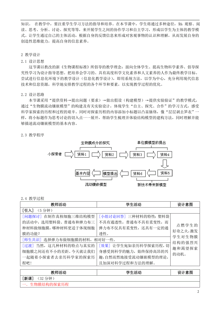 高中生物生物膜的流动镶嵌模型教案16必修1.doc_第2页