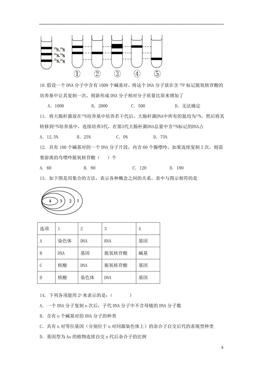 山东高三生物单元测试10第3章基因的本质必修2.doc_第3页