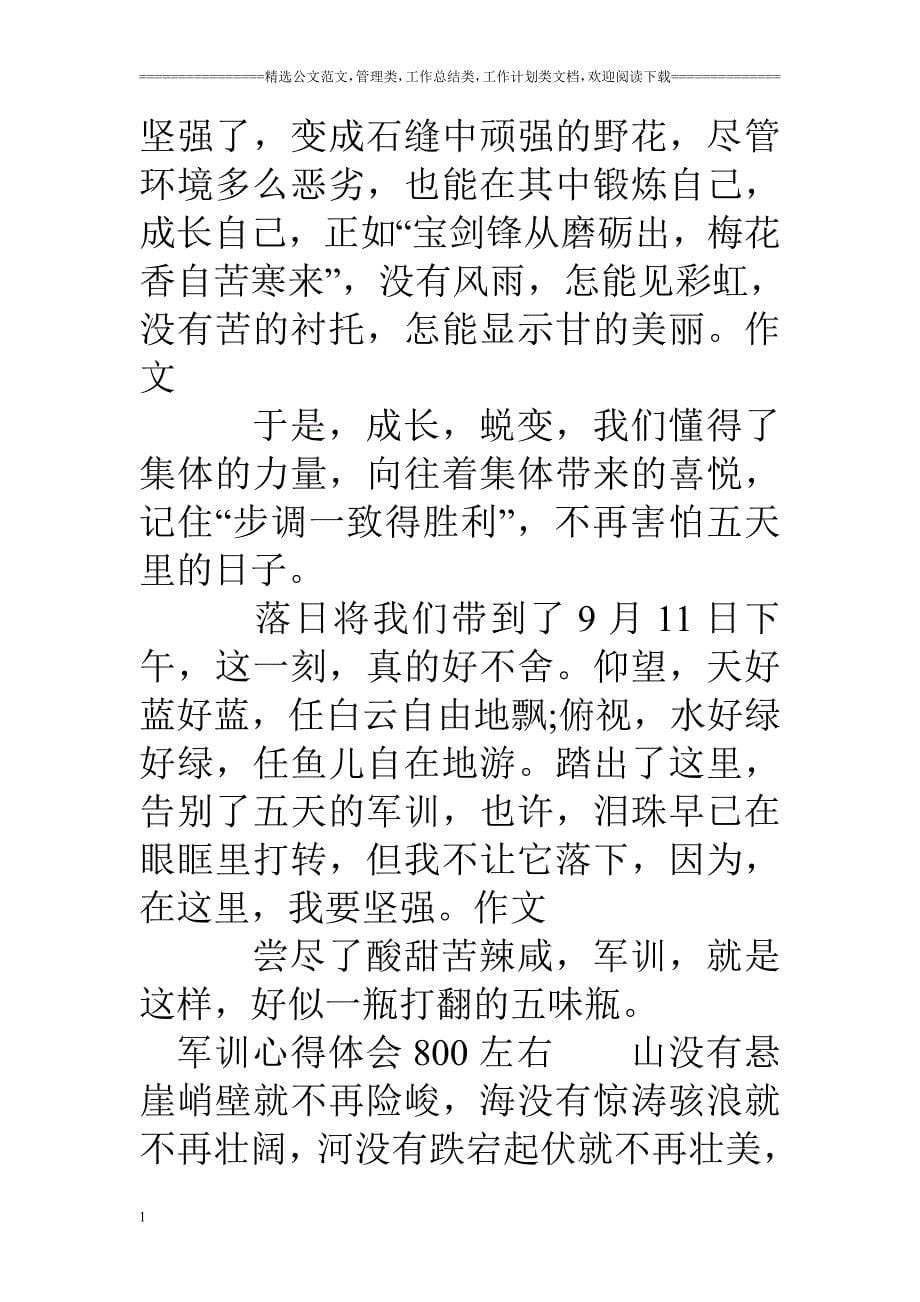 军训心得体会(800左右)幻灯片资料_第5页