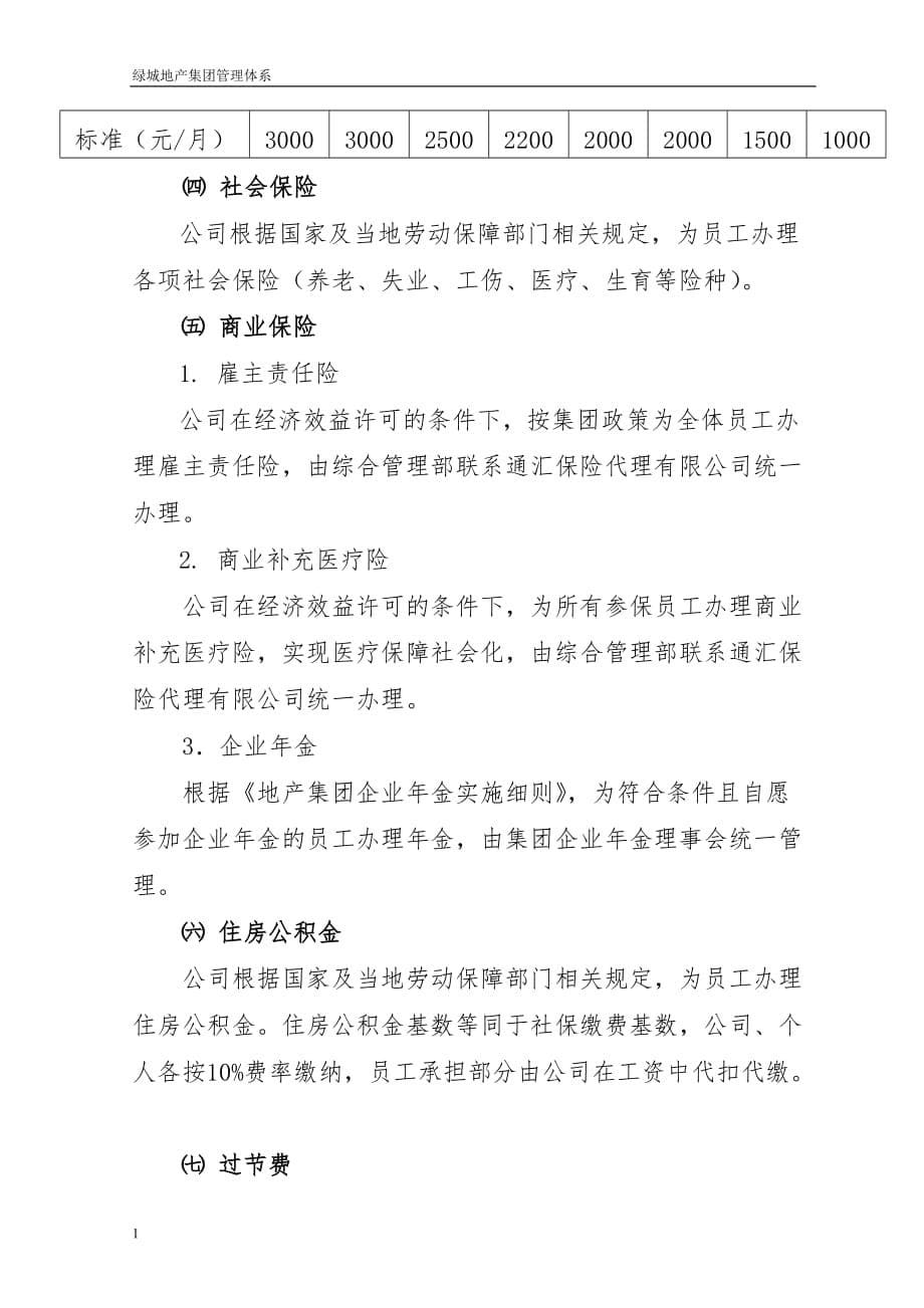 绿城地产集团薪酬福利管理制度教学教案_第5页