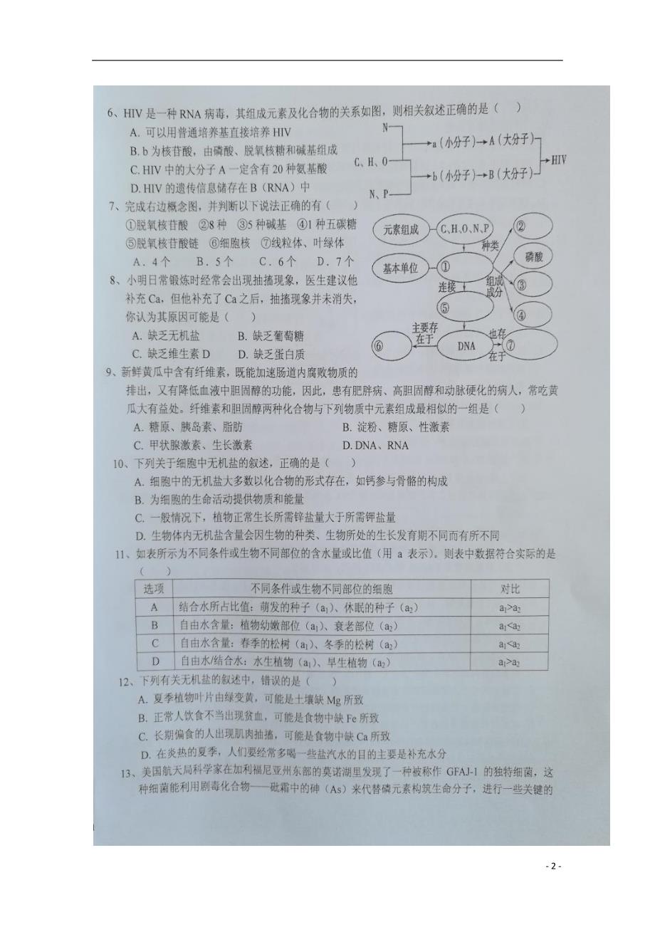 江西金溪高三生物三周考月考.doc_第2页