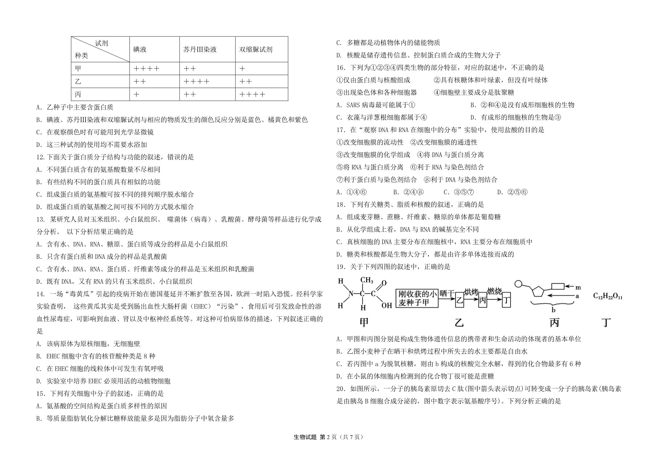 黑龙江哈尔滨第九中学2020高一生物期中PDF.pdf_第2页