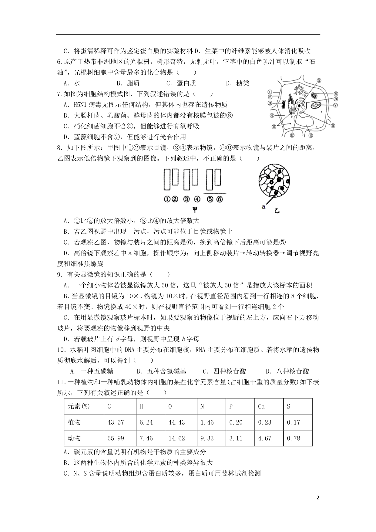 四川自贡2020高一生物期中1.doc_第2页