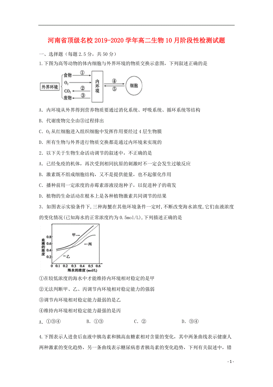 河南顶级名校2020高二生物阶段性检测1.doc_第1页