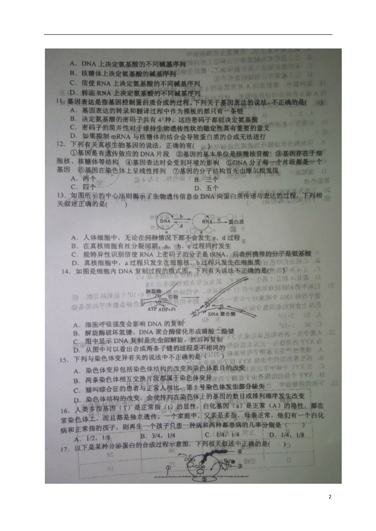 河南息高一生物第二次月考1.doc_第2页