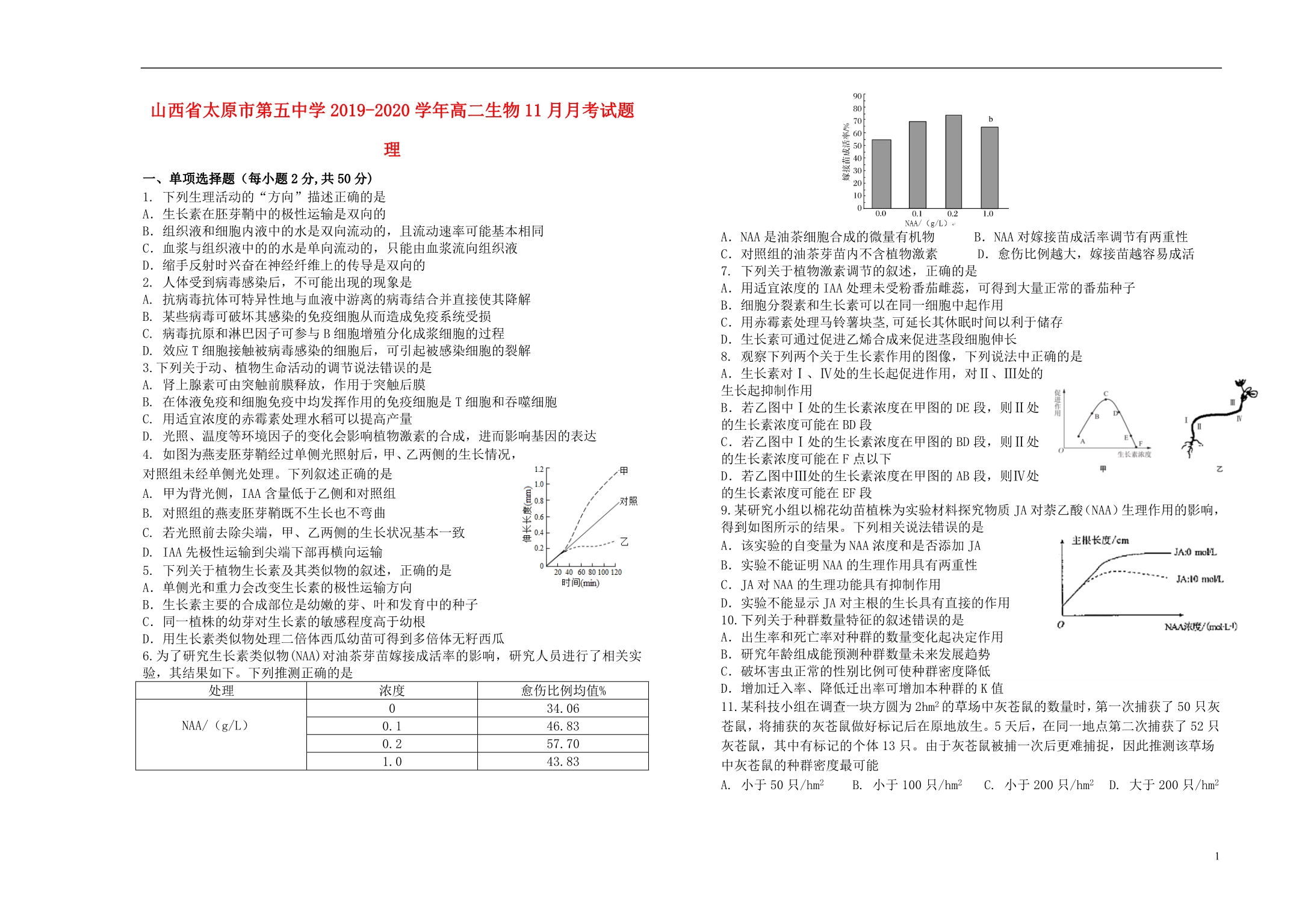 山西2020高二生物月考理1.doc_第1页