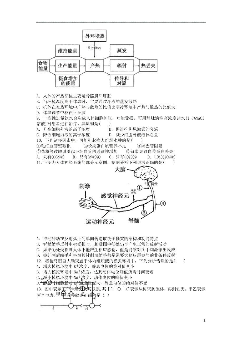 山东新泰一中高二生物第一次质量检测1.doc_第2页