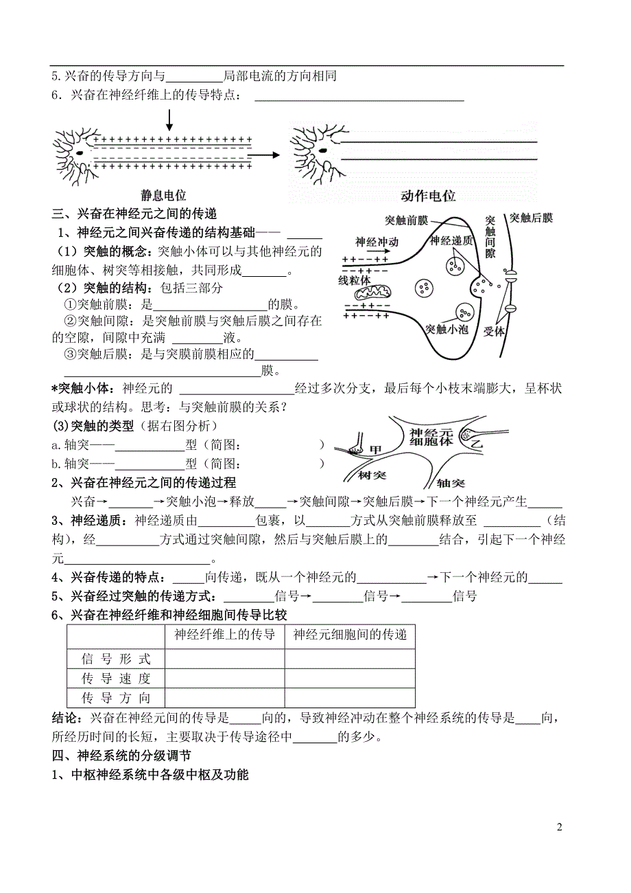 湖北丹江口高中生物第二章动物和人体生命活动的调节2.1通过神经系统的调节学案必修3.doc_第2页