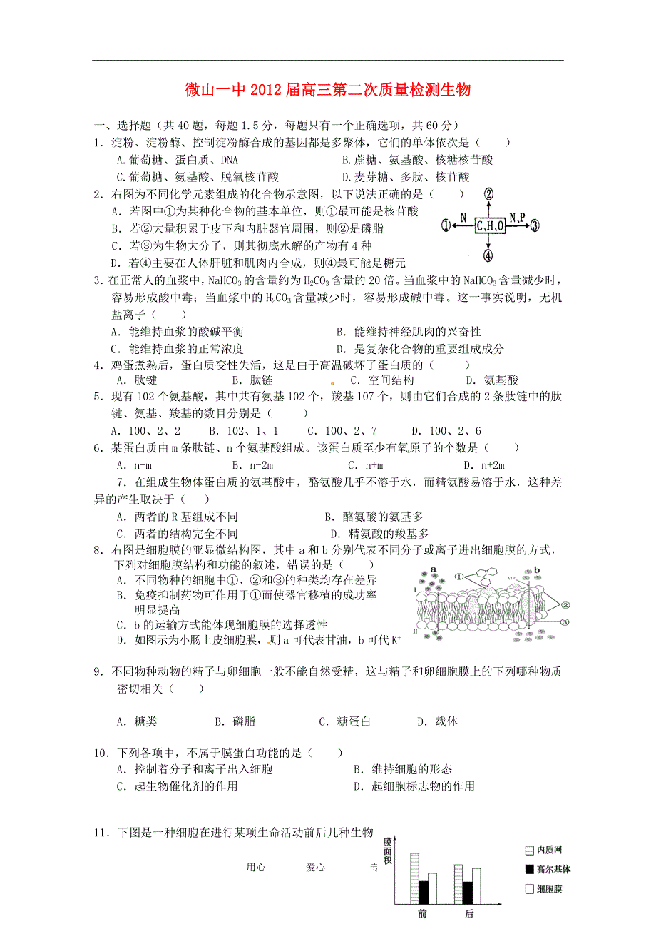 山东微山一中高三生物第二次质量检测会员独享.doc_第1页