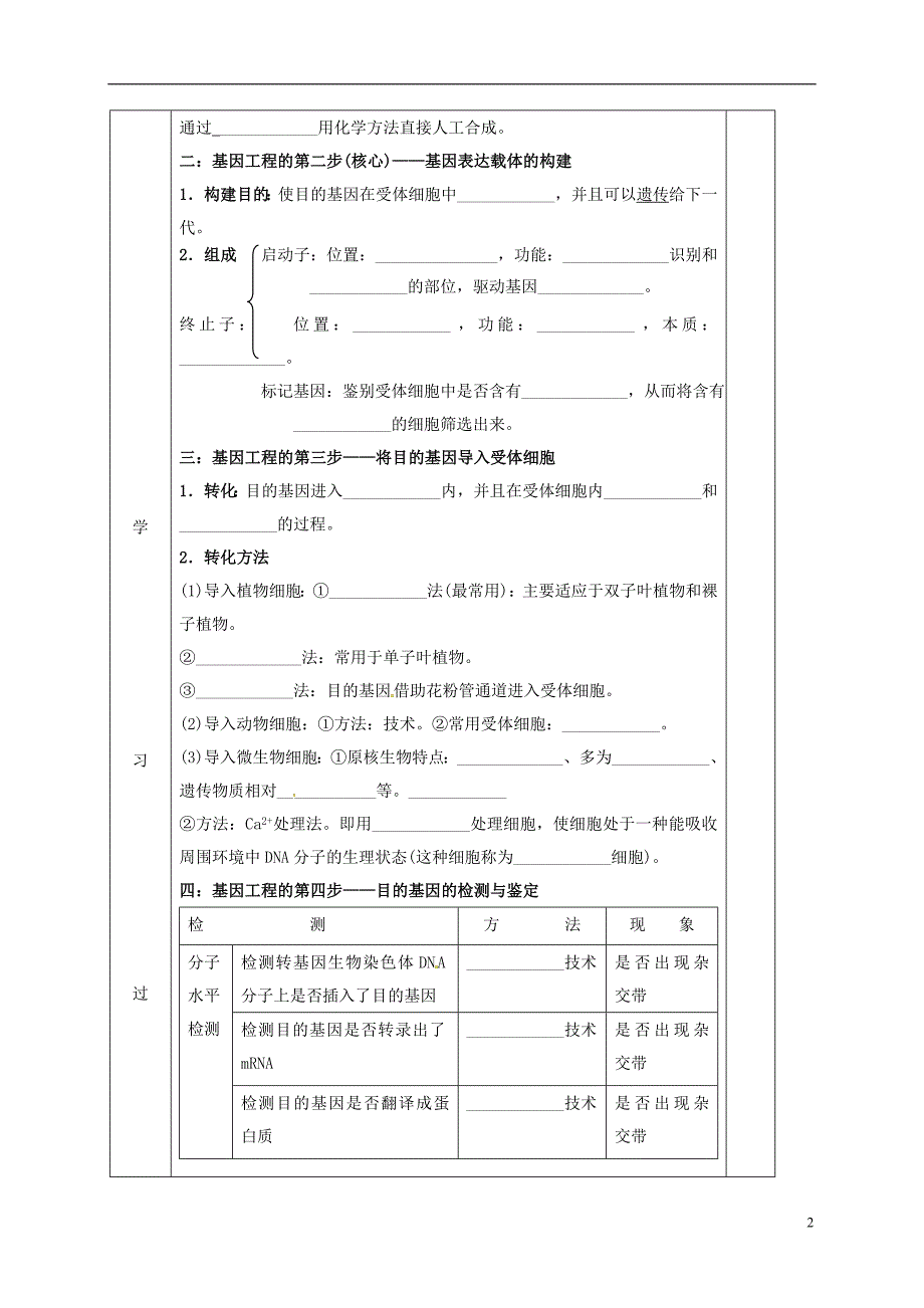 吉林伊通满族自治高中生物第一章基因工程1.2基因工程的基本操作程序学案选修3.doc_第2页