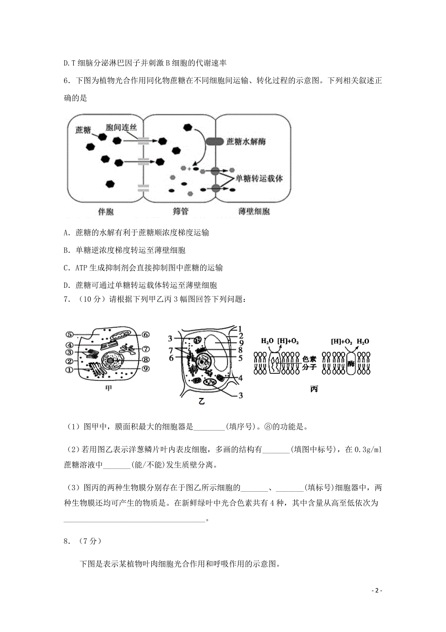 重庆万州分水中学高三生物月考.doc_第2页