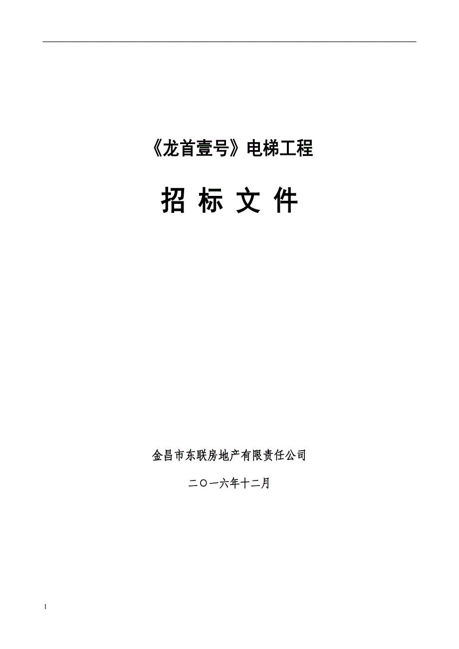 龙首壹号项目电梯招标文件文章幻灯片资料_第1页