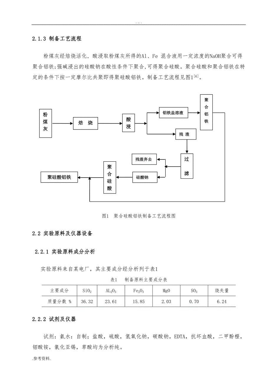 利用粉煤灰制备聚合硅酸铝铁毕业论文_第5页