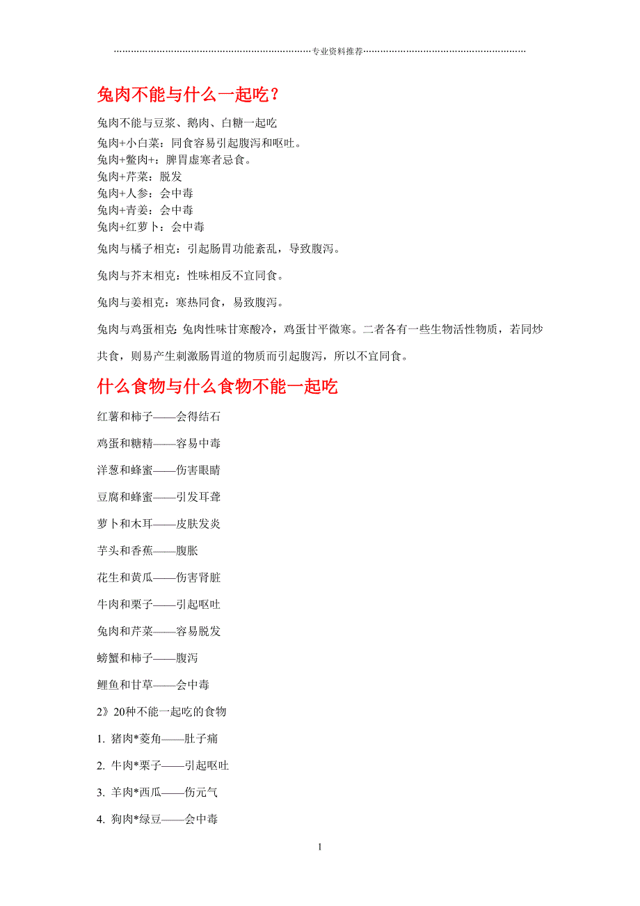 （精编资料推荐）兔肉不能与什么一起吃_第1页