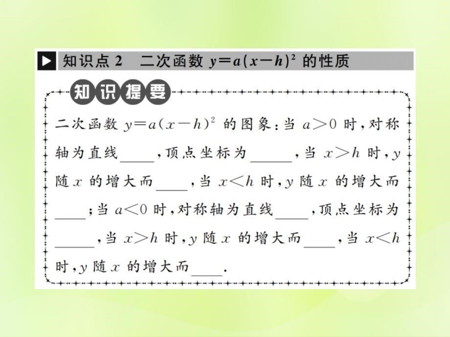 九年级数学上册第二十二章二次函数22.1二次函数的图象和性质22.1.3第2课时二次函数y=a（x_h）2的图象和性质课件（新版）新人教版_第5页