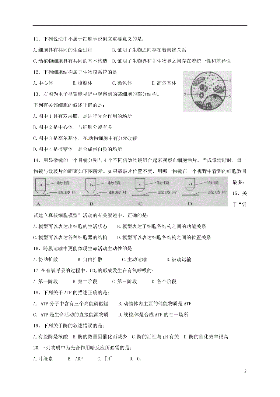 山西大同第八中学高一生物期末考试.doc_第2页