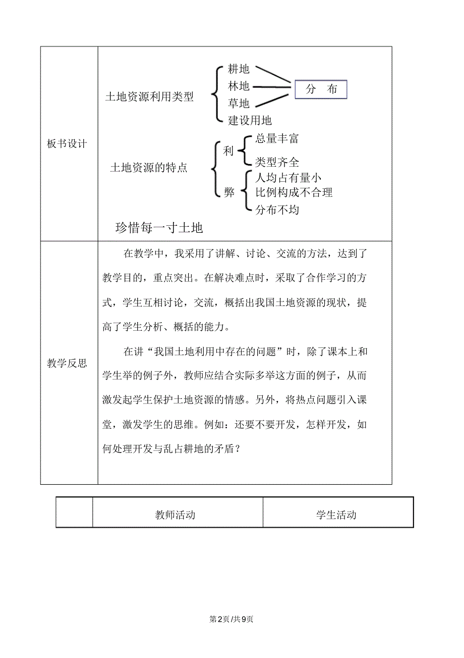 地理八年级上册3.1合理利用土地资源教案(新版)商务星球版.pdf_第2页