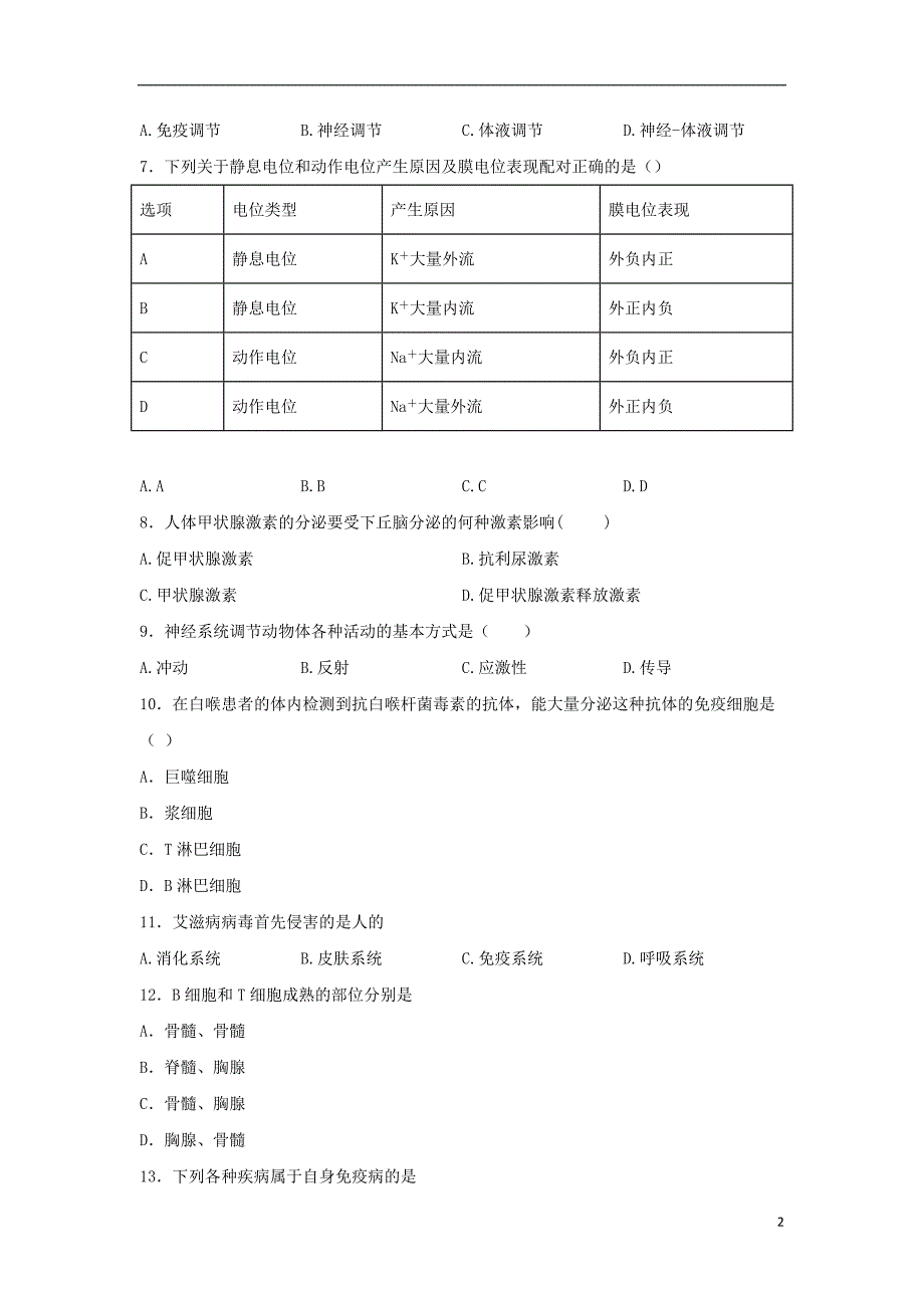 湖南株洲茶陵三中2020高二生物期中学考1.doc_第2页