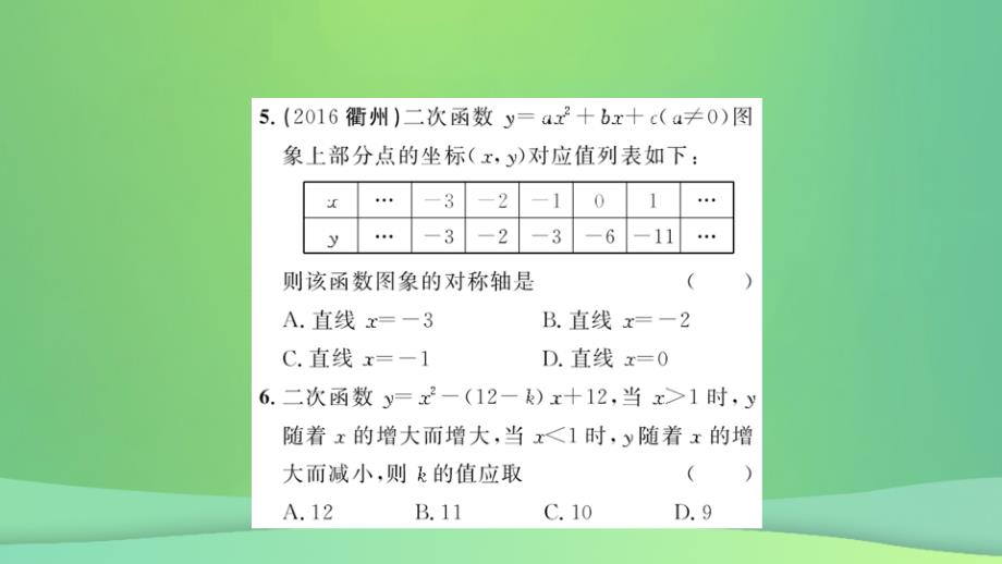 九年级数学上册第二十二章二次函数22.1二次函数的图象和性质22.1.4二次函数y=ax2+bx+c的图象和性质第1课时二次函数y=ax2+bx+c的图象和性质习题课件新版新人教版_第4页