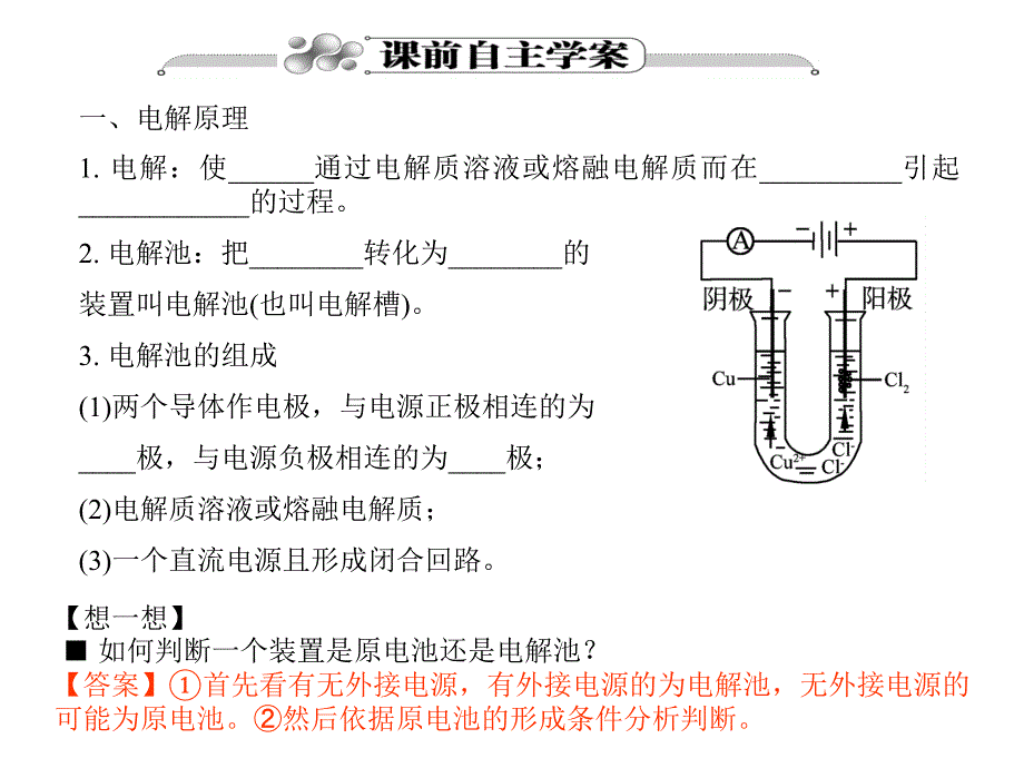 2012届高考化学一轮复习学案课件（人教版）：第6章 化学反应与能量第3节　电解池　金属的电化学腐蚀与防护（四月）_第2页