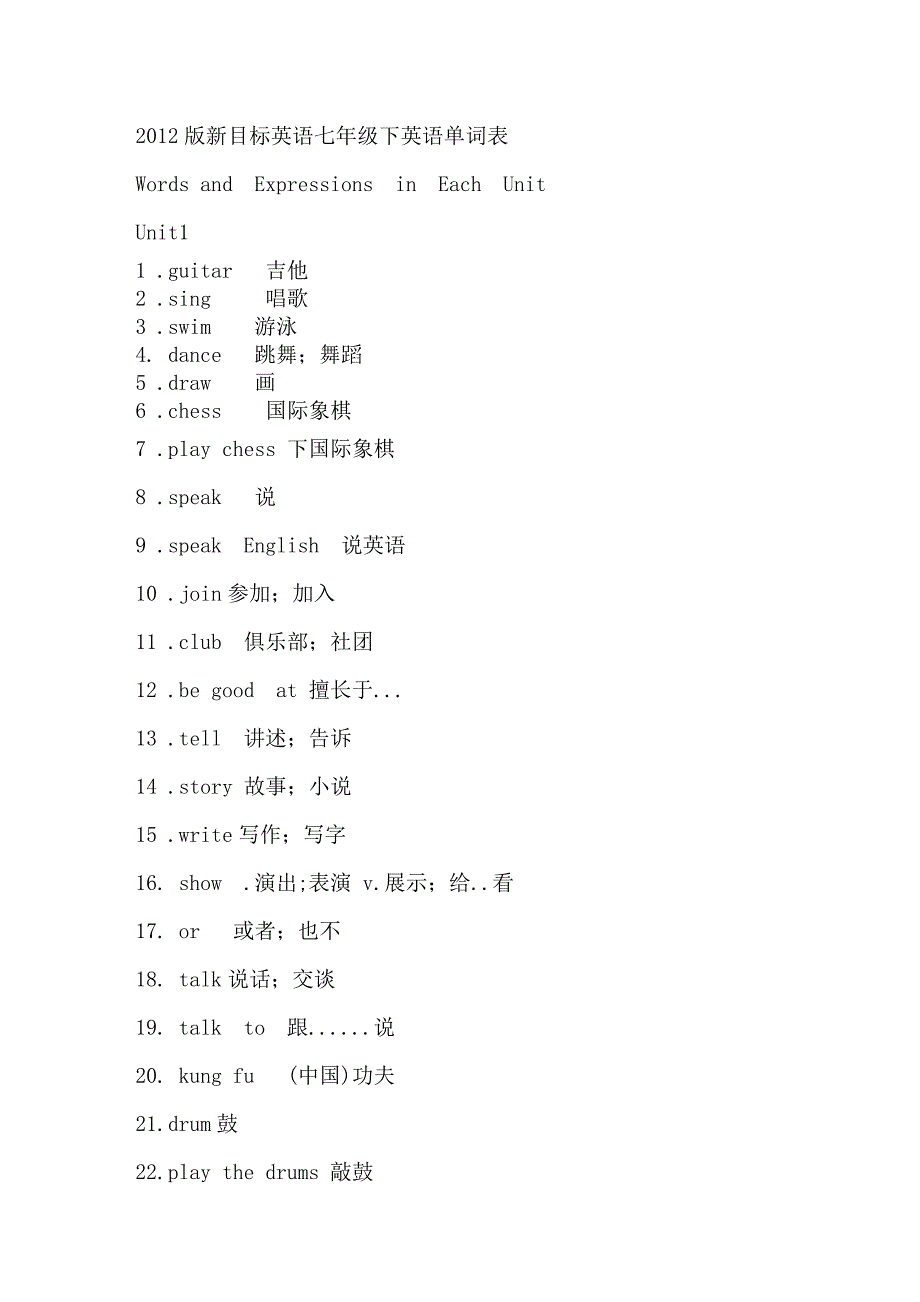 2012版新目标英语七年级下英语单词表_第1页