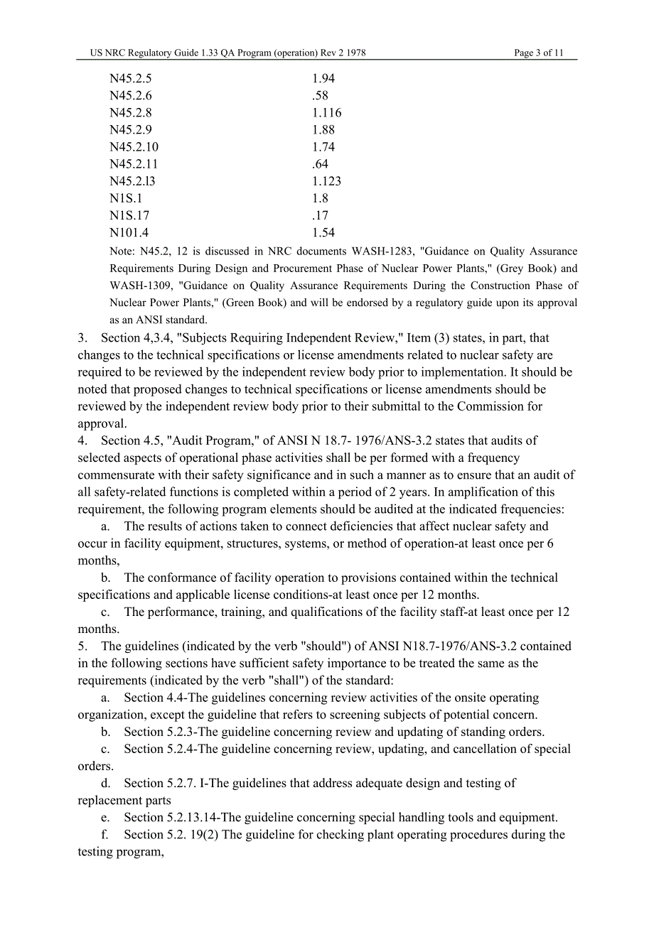 RG1.033 运行质量保证大纲QAP要求 1978_第3页