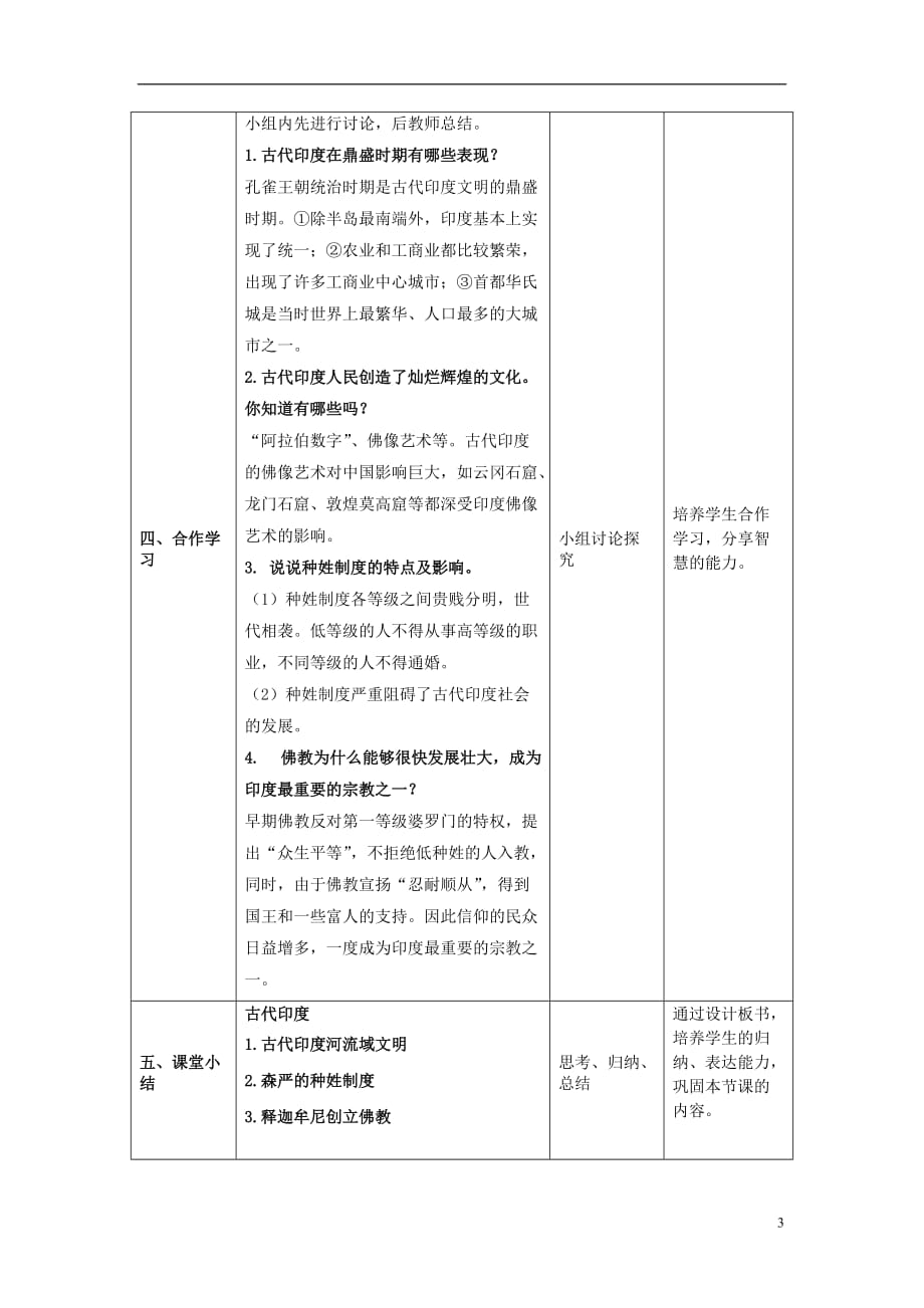 九年级历史上册第一单元古代亚非文明第3课《古代印度》教案新人教版_第3页