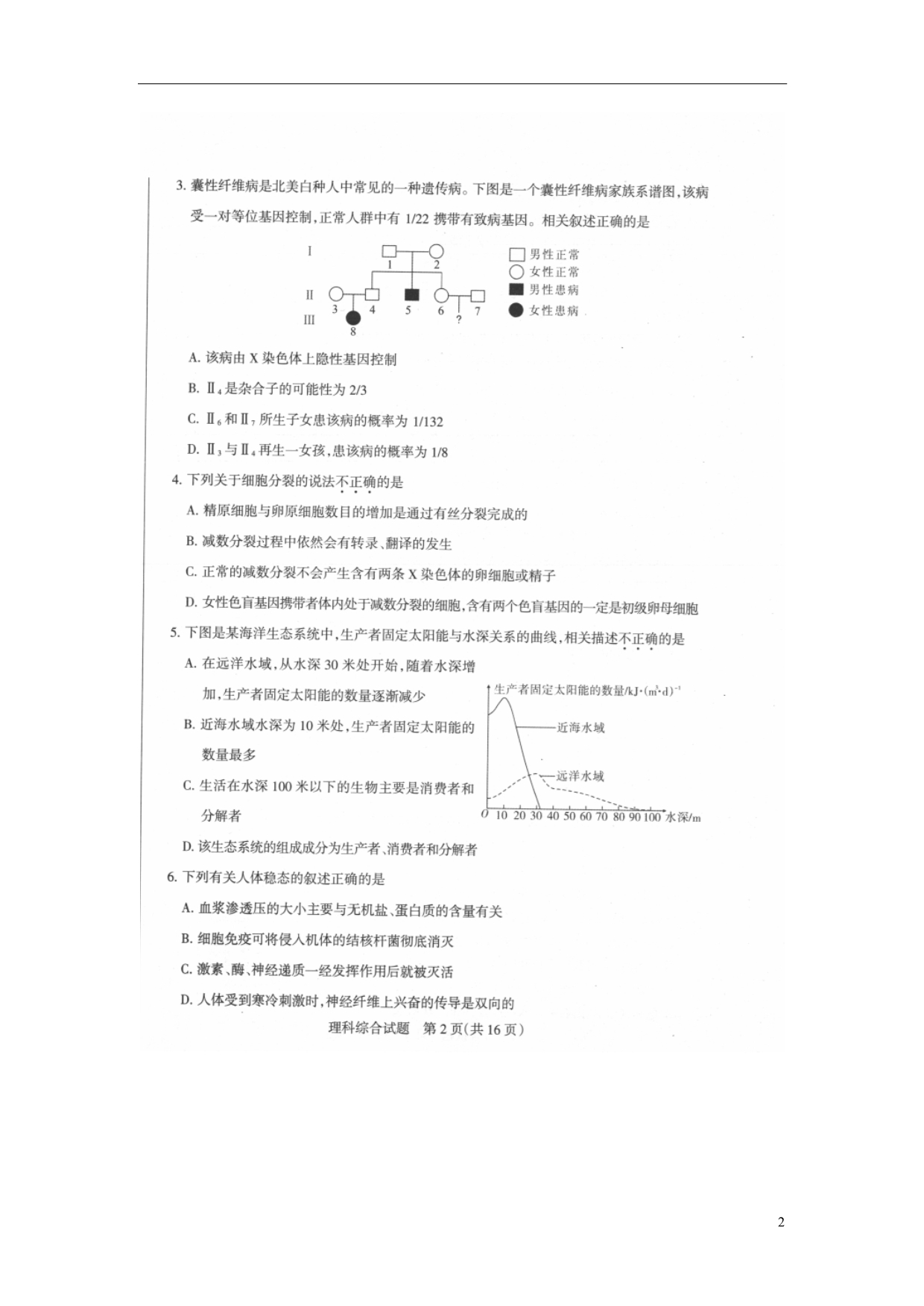 山西高考生物质量检测三.doc_第2页