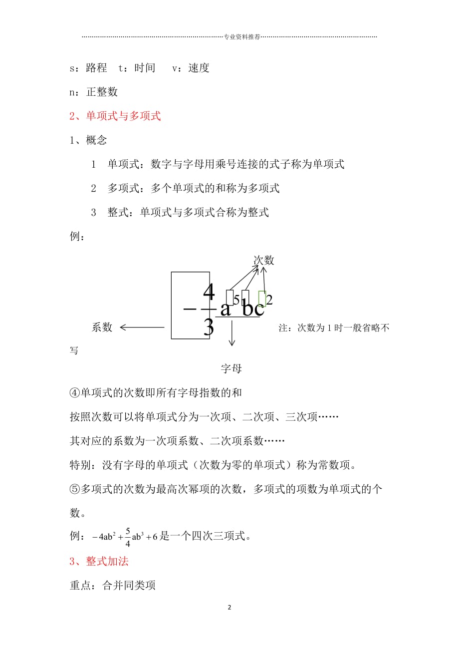 （精编资料推荐）代数式知识点总结_第2页