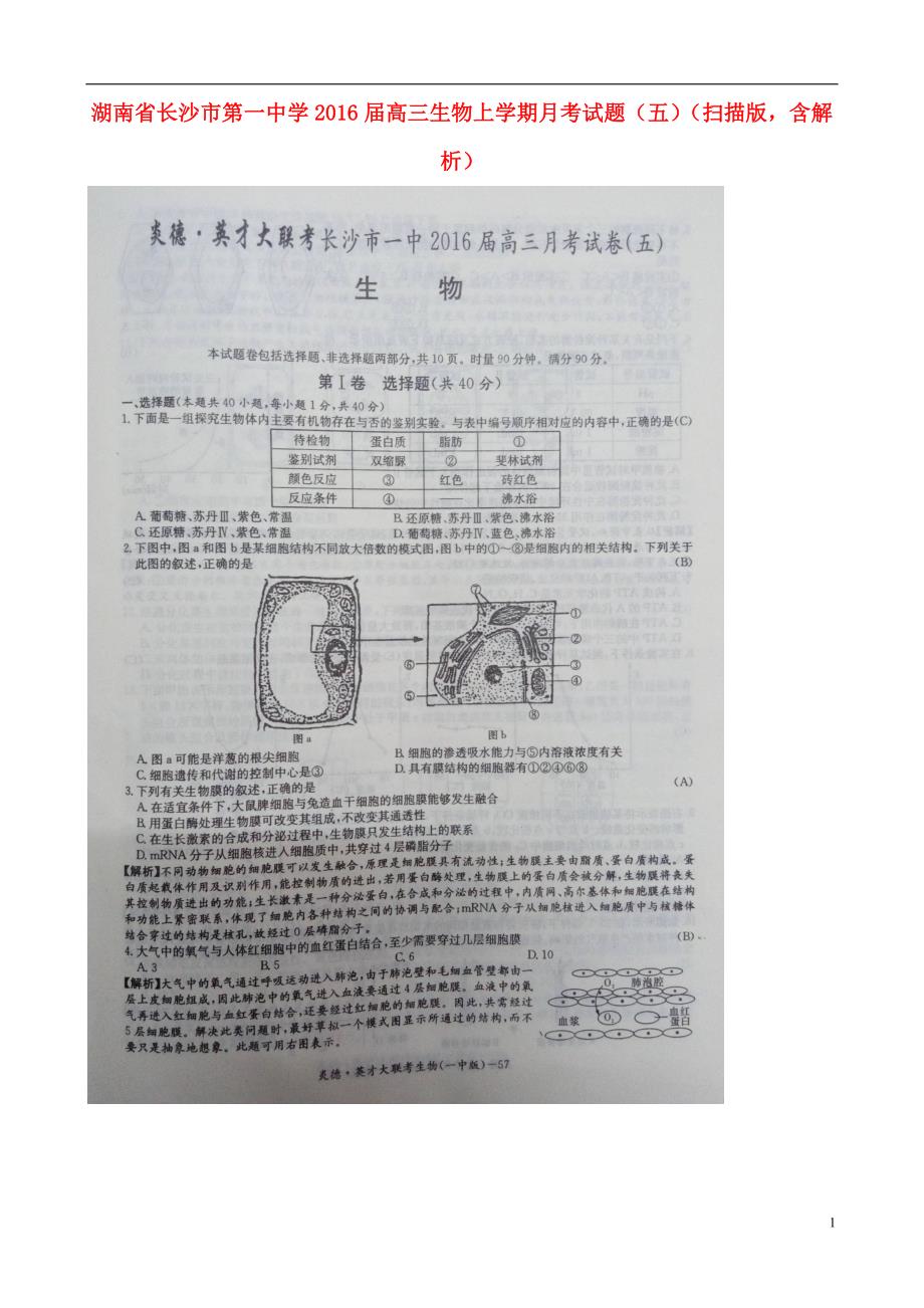 湖南高三生物月考五1.doc_第1页