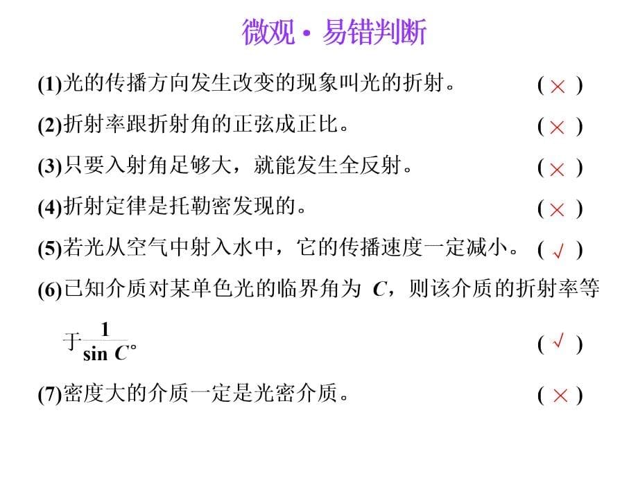 高考物理江苏专一轮复习课件第十三章第3节光的折射全反射_第5页