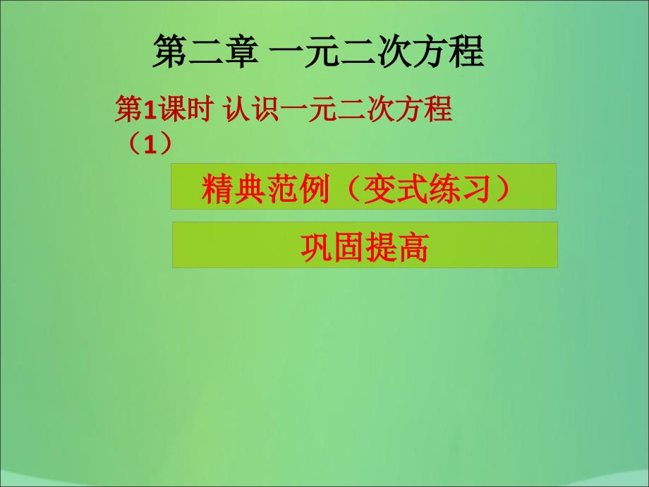 九年级数学上册第2章一元二次方程第1课时认识一元二次方程（1）（课堂导练）习题课件（新版）北师大版_第1页