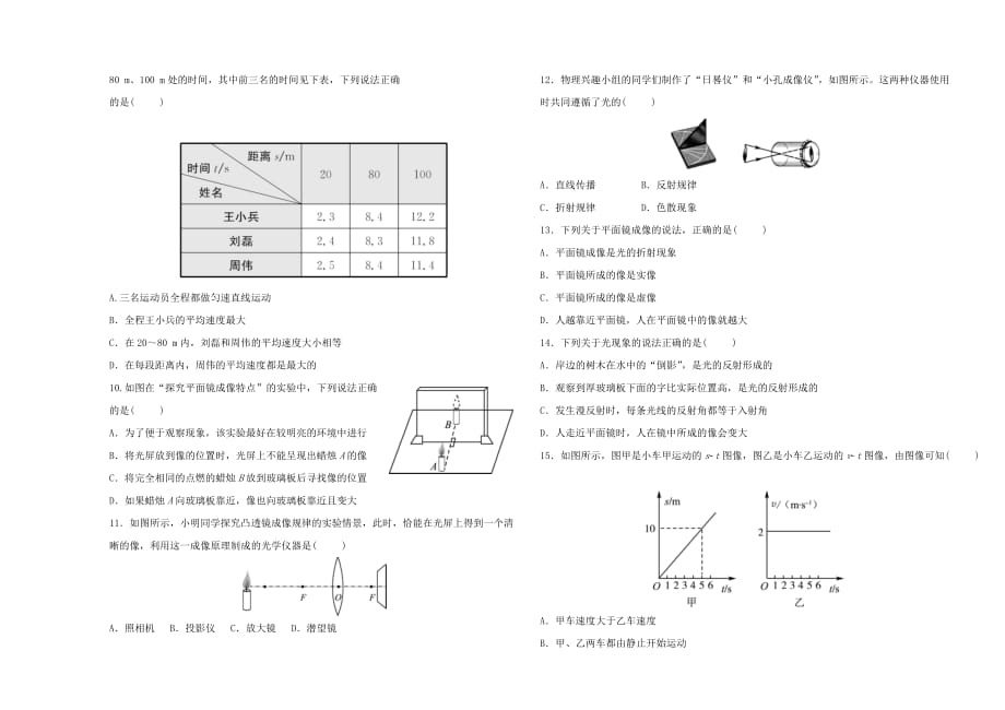 中考物理阶段检测卷复习一_第2页