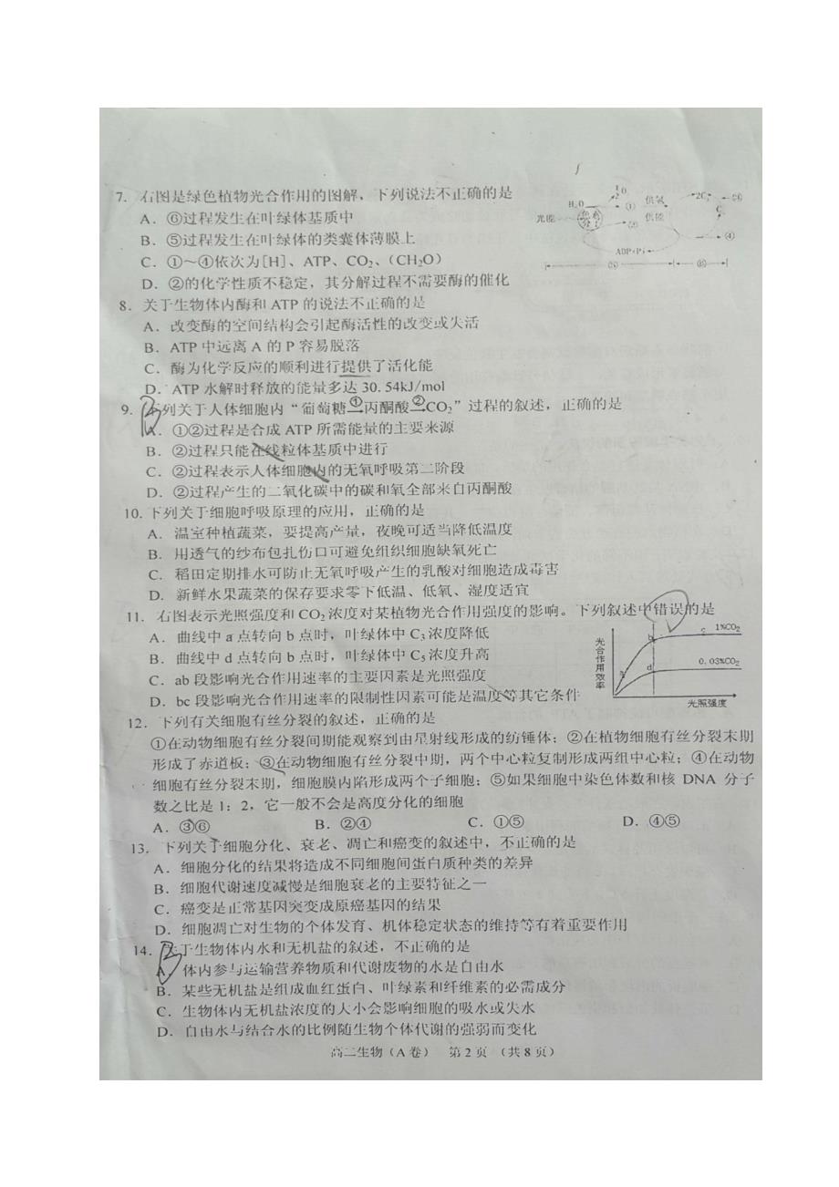 广西钦州高二生物教学质量监测A卷.doc_第2页