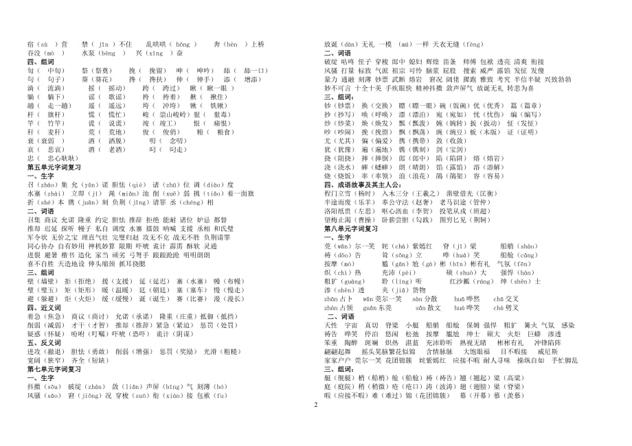 五年级下册语文期末总复习资料_第2页