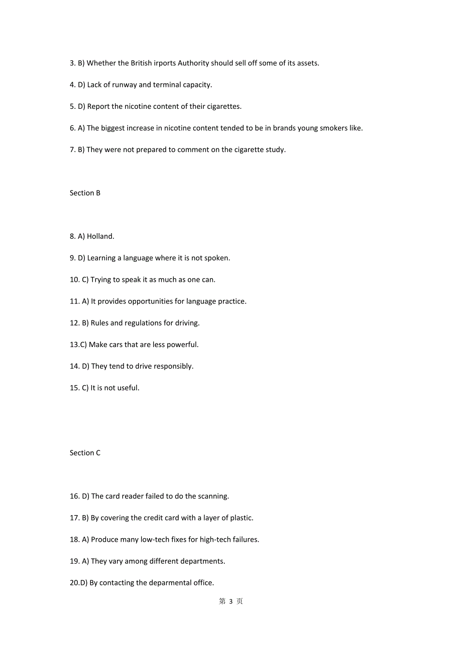 2016年6月大学英语CET四级试题及解析_第3页