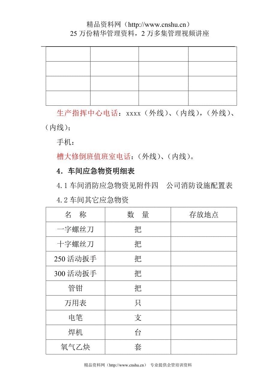 槽大修车间突发事件应急预案_第5页