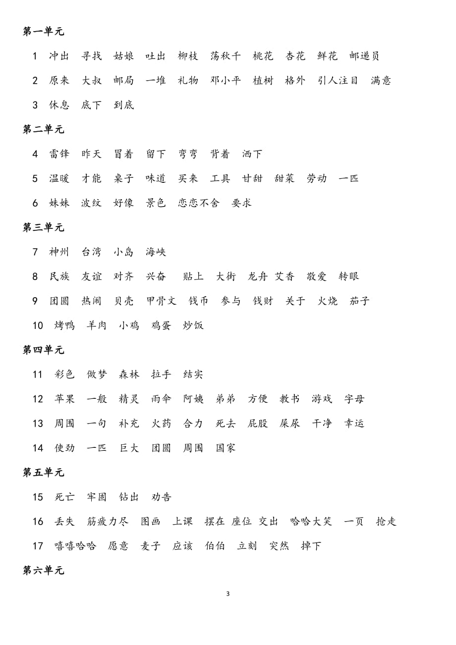 二年级语文下学期词语复习表_第3页