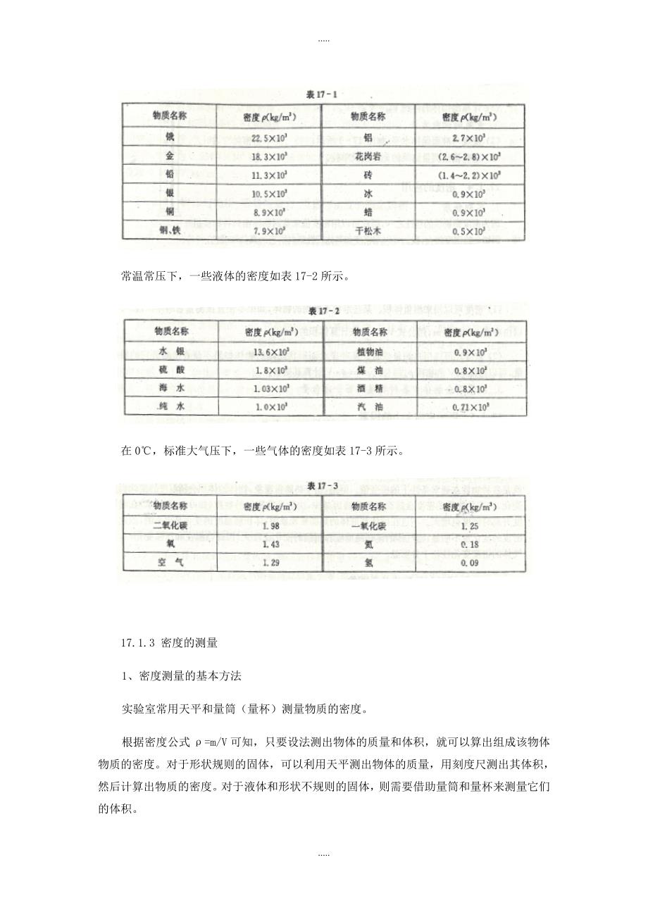 2019届物理中考基础篇第17讲密度(附强化训练题)附答案_第2页