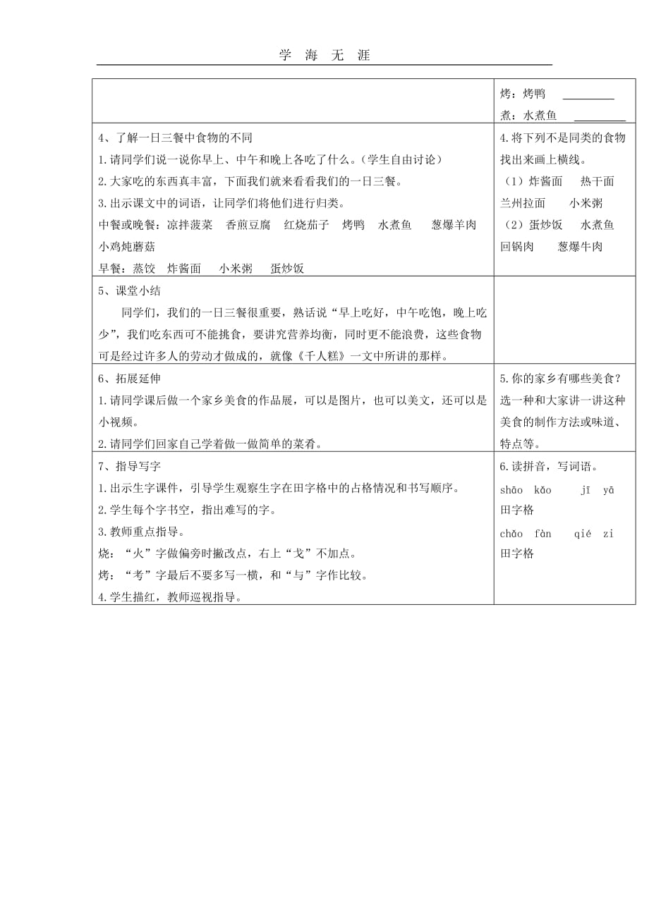 部编二年级语文下册识字4中国美食教案_第2页