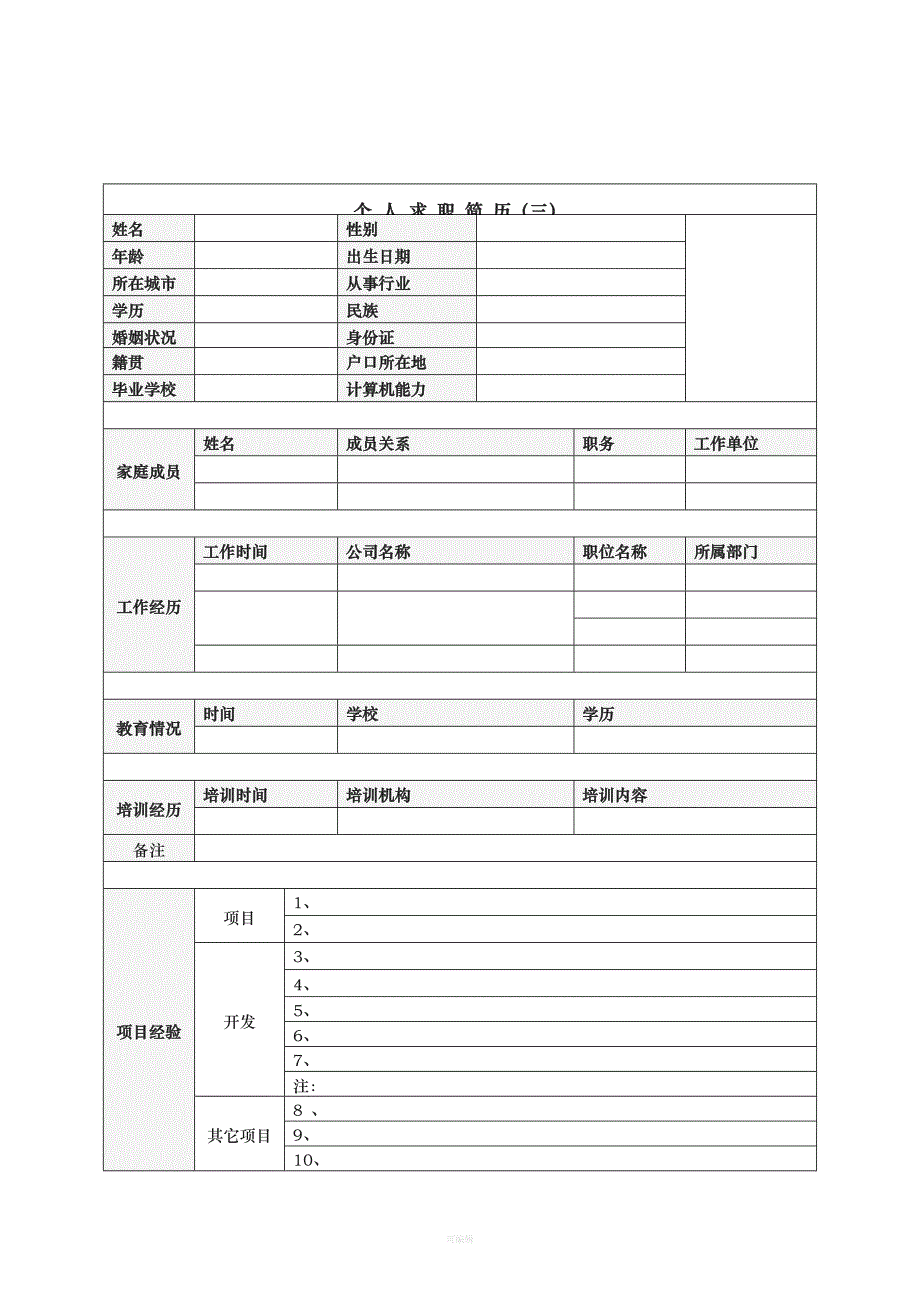 套个人简历模板精品资料（整理版）_第3页