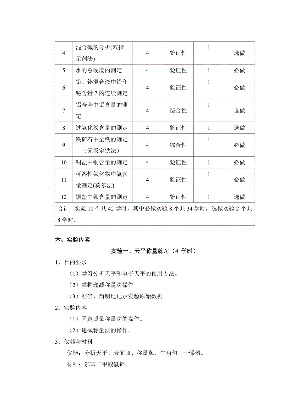 《分析化学实验》课程教学大纲c_第3页