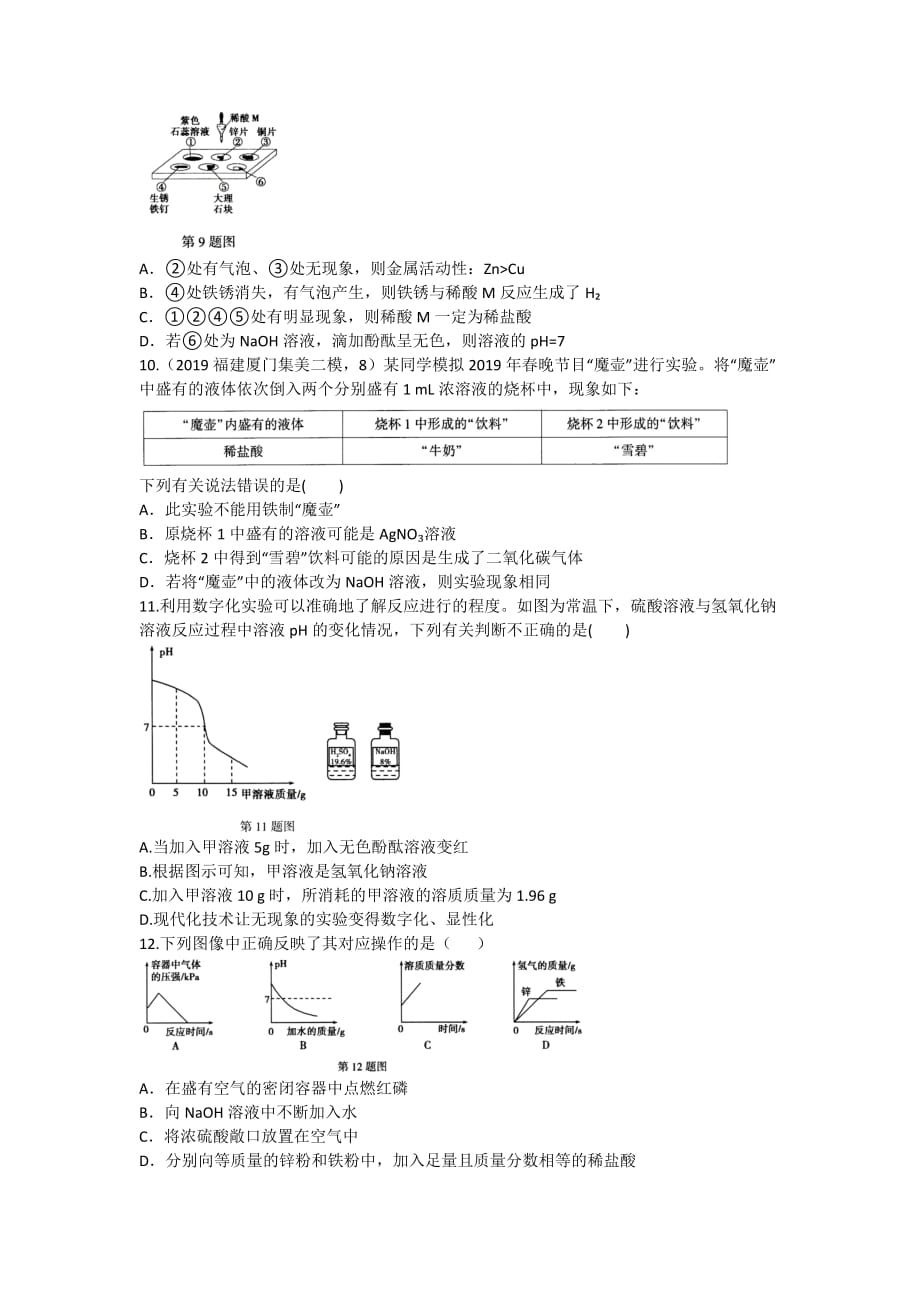 2020-2021人教版化学九年级下册第十单元 能力提优测试卷_第2页