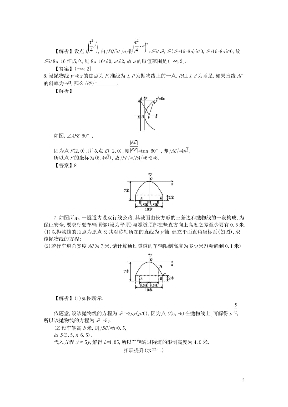 四川省成都市高中数学第二章圆锥曲线与方程第9课时抛物线及其标准方程同步测试新人教A版选修2_1_第2页